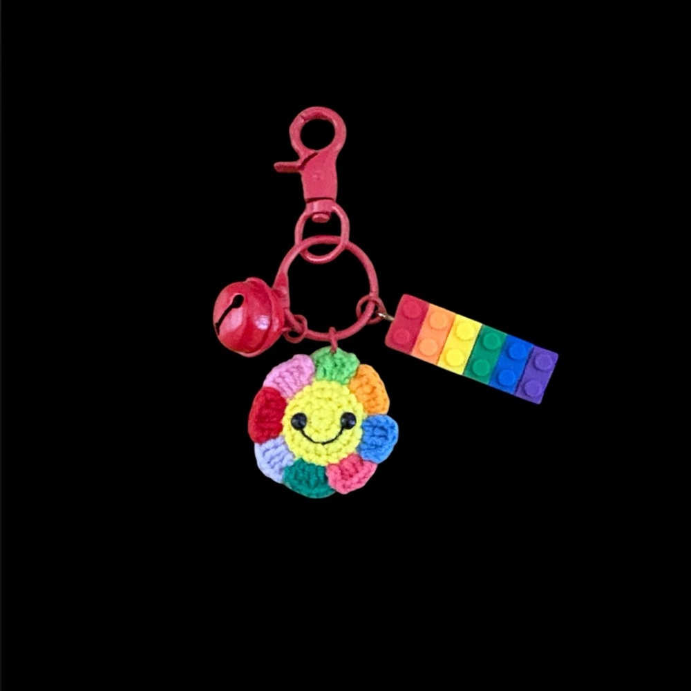 Colorful Crochet Flower Keychain Toy